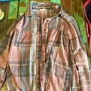 Medium distressed plaid shirt
